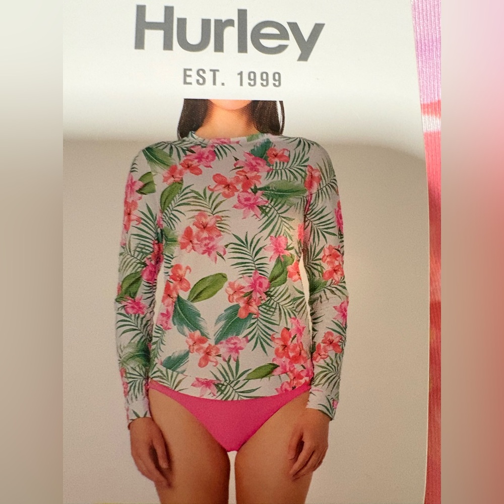 Hurley Pink and Green UPF50+ Shirt